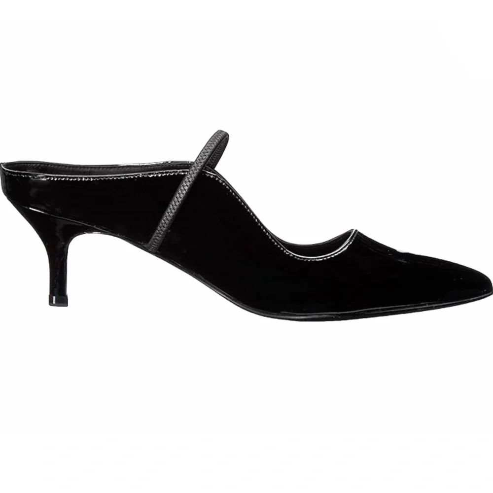 SIGERSON MORRISON Beryl Black Patent Leather Mules Ponted Toe Heeled Pump Shoe 6